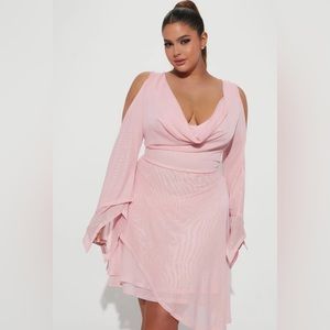 In Town Mesh Mini Dress: blush pink